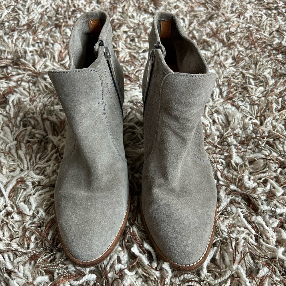 Aquatalia Grey Leather Zip Closure Heeled Booties Size 9